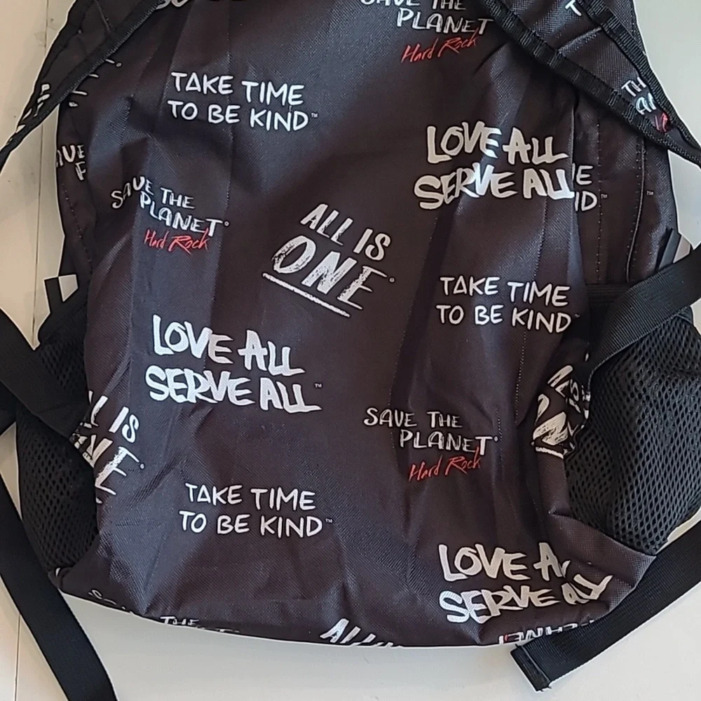 Hard Rock Graphic Backpack Logo Brand Hand Bag Adjustable Straps Bookbag Retro